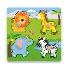 Big Wooden Knob Puzzle - Wild Animals Big Wooden Knob Puzzle - Wild Animals
